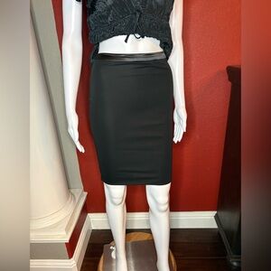 TOM FORD Black Pencil Skirt with Satin Waistband - Size IT 34 / US 0